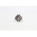Oxidized Ring Silver 925 Sterling Unisex Multi Color Onyx Marcasite Stones A577